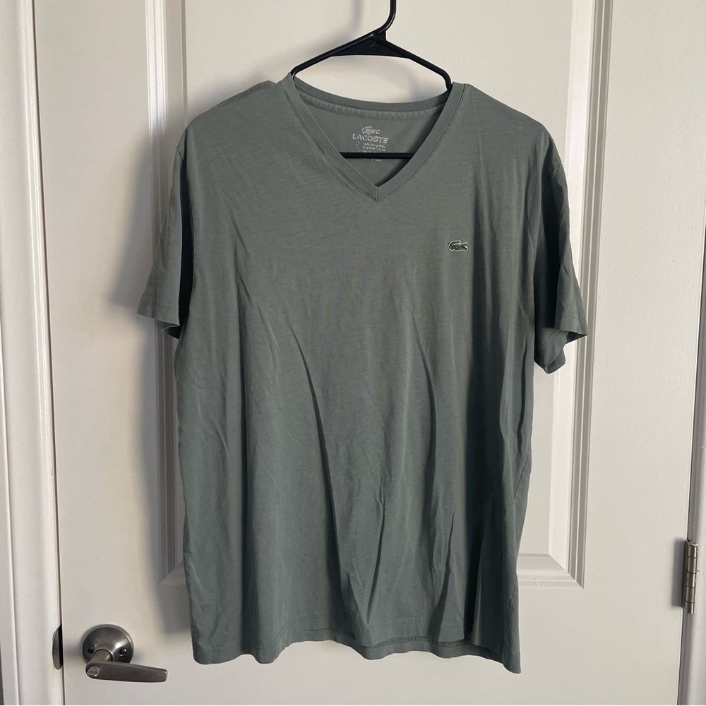 Men's Lacoste Sage Green V Neck Shirt